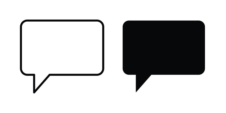 Speech bubble icon clipart and line art versions on white background