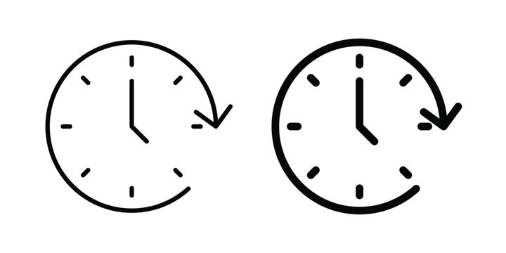 Time forward icon clipart and line art versions on white background