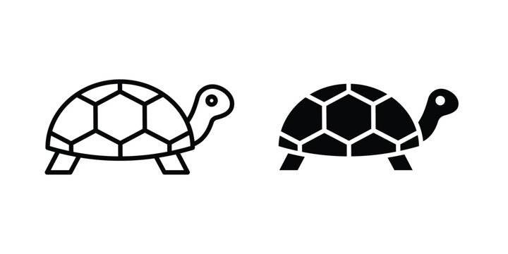 Tortoise icon clipart and line art versions on white background