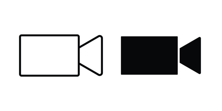 Video call icon clipart and line art versions on white background