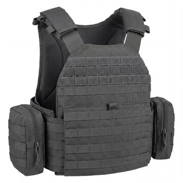 Modern tactical black bulletproof vest with side pockets