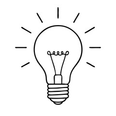 Fototapeta premium bright idea concept with glowing light bulb and spark lines illustration