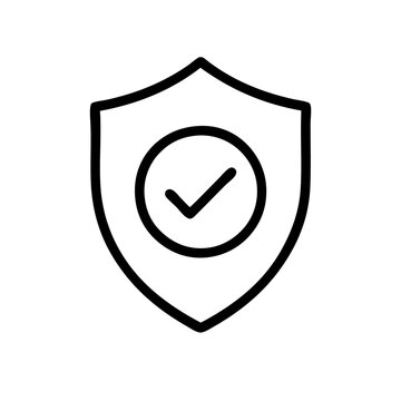 flat shield icon with checkmark symbol for security and approval concepts