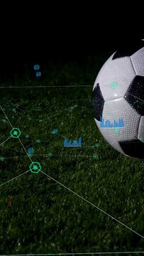 Vertical video: Overlay appearing, soccer ball rolling right while HUD expanding, showing data