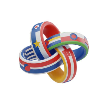 Interlocking Rings Featuring National Flags