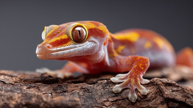 Translucent Gecko with Visible Toe Pad on a Natural Wood Surface
