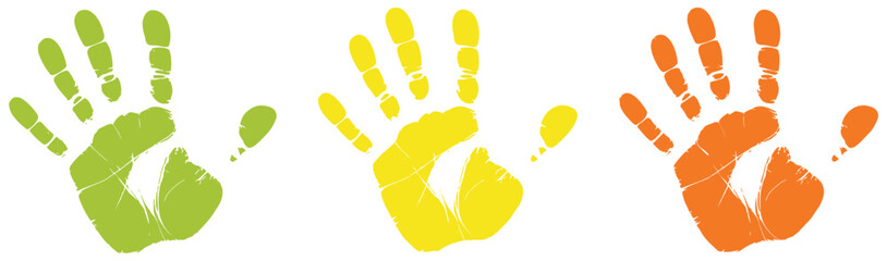 Colorful Hand Prints: a collection of vibrant hand prints. creativity and color, art, painted prints, vibrant design, human touch. © Shuvo S