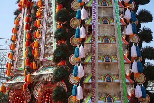 Kavadi is a ceremonial offering carried by Hindu devotees, primarily during the Thaipusam festival Kavadiyattam is dance with Kavadi follows the rhythm of percussions like chenda, and Nadaswaram