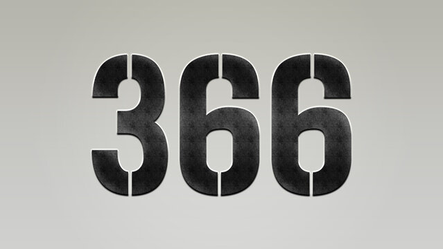 3D Bold metal number 366 on silver background.	