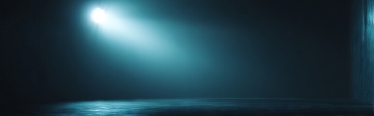 Obraz premium Empty space of Studio dark room black concrete wall and spotlight with concrete floor for showing product. A dramatic spotlight shining down on a dark stage creating a focused