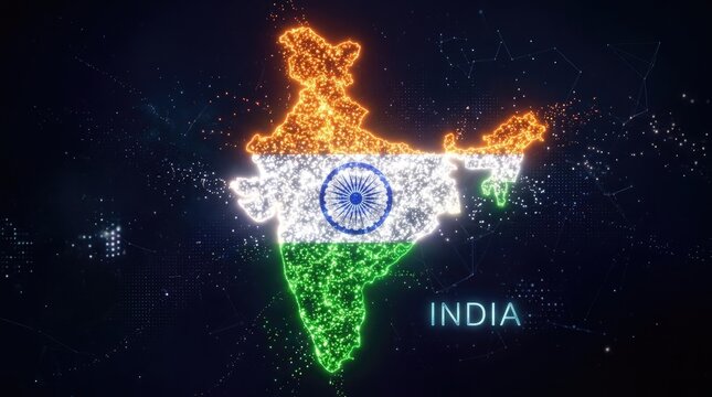 India's independence day vibrant digital illustration of the national flag and map