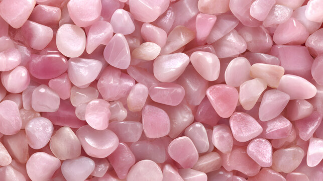 Rose quartz pebble wallpaper with polished pink crystals in a chic seamless spa texture