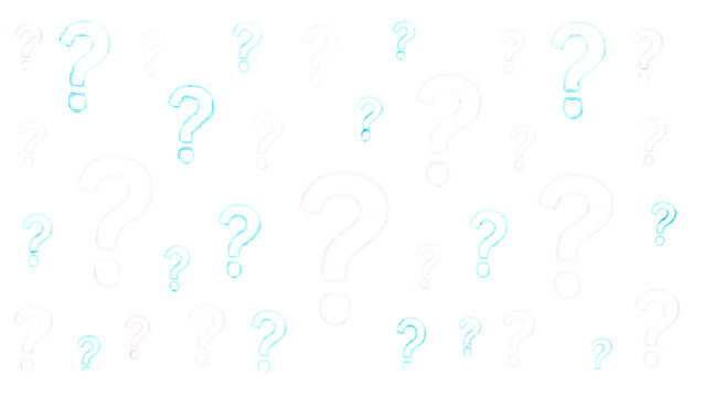 Vector realistic isolated neon sign of seamless pattern with questions for template decoration and covering. Concept of trivia night and question.