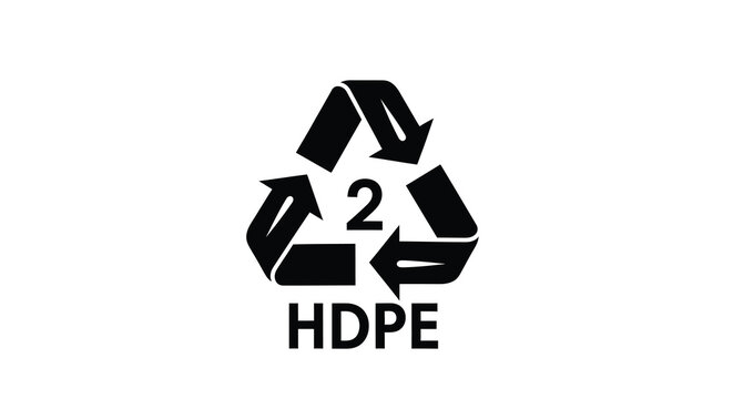 Recycling symbol with hdpe label black silhouette