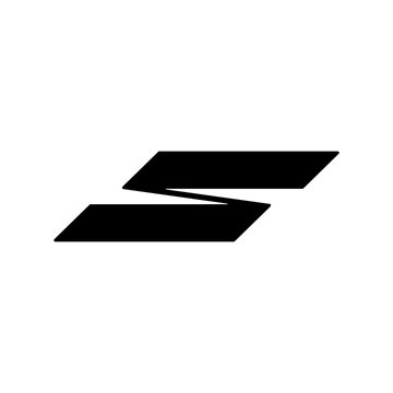 Minimalist letter S logo design with bold geometric parallelogram shapes. Modern abstract monogram symbol for sports, automotive, logistics, and fast-paced technology brands.