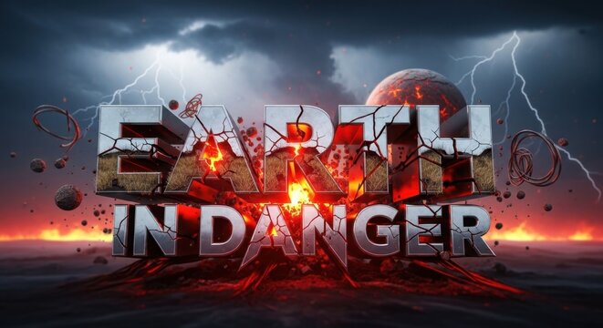 Earth in Danger 3D Text Effect