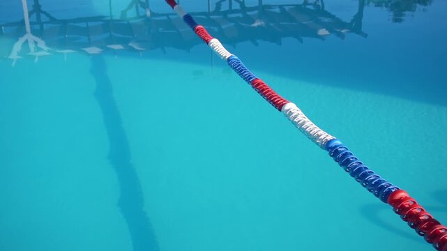 Separation color rope in the pool. Swimming pool for training