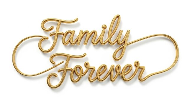 Golden 'Family Forever' Script Typography