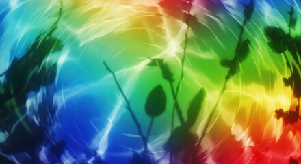 Naklejka premium Rainbow Light Through Silhouetted Branches