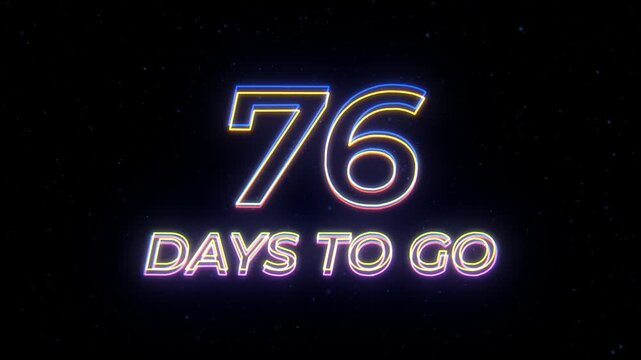 76 days to go Neon Sign Text with Classic Retro Theme