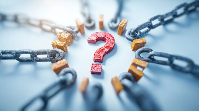 Metal Bars in Vertical Formation with Question Mark Symbolizing Inquiry