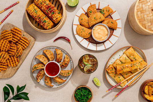 Delicious assortment of Chinese fast food dishes