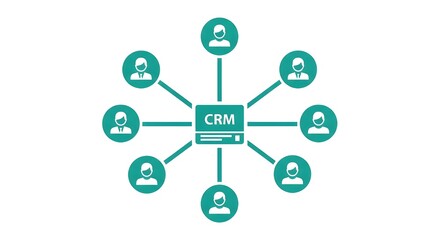 Fototapeta premium customer relationship management crm network concept with connected user icons and central hub illustration