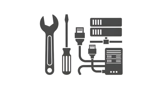 flat lay tools and car diagnostic scanner on white background for automotive repair and maintenance