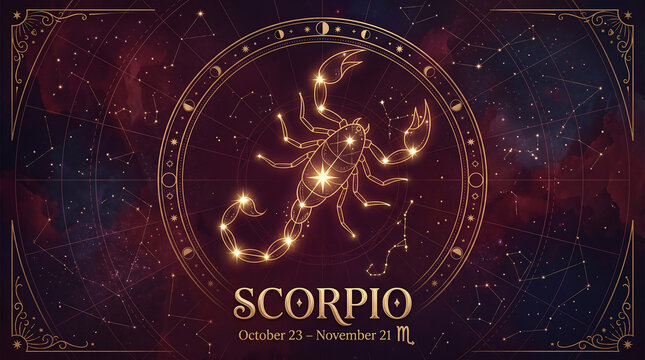 Scorpio constellation zodiac sign glowing starry night sky ai generated