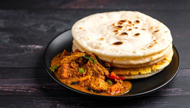 Mangalorean Kori Roti Spiced Chicken Curry with Rice Roti