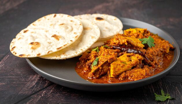 Mangalorean Kori Roti Spiced Chicken Curry with Rice Roti