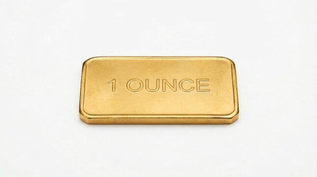 One ounce gold bar on white background highlighting wealth and investment
