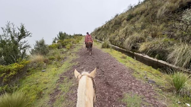 Horseback ride along an Andean trail near Riobamba, Ecuador