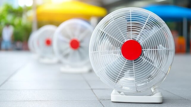 Electric Fan Positioned on Tiled Floor for Effective Airflow Direction