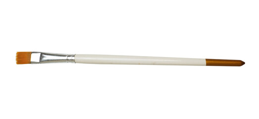 A paint brush on white background. Single brush for painting and art work. Tool for creativity, education, and design. © nina blez