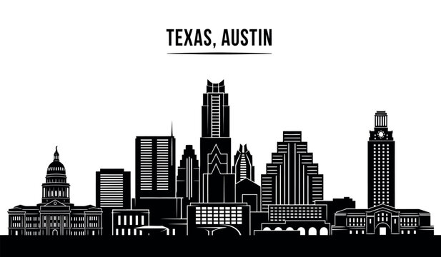 Austin texas skyline a modern urban landscape in black and white
