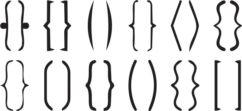 Set of various decorative brackets and parentheses