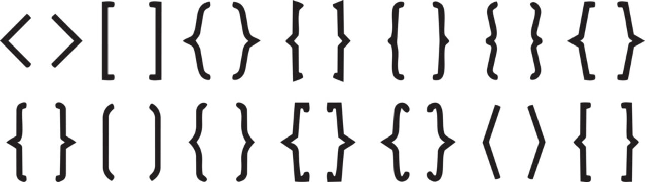 Set of various brackets and parentheses, including square, curly, angle, and round