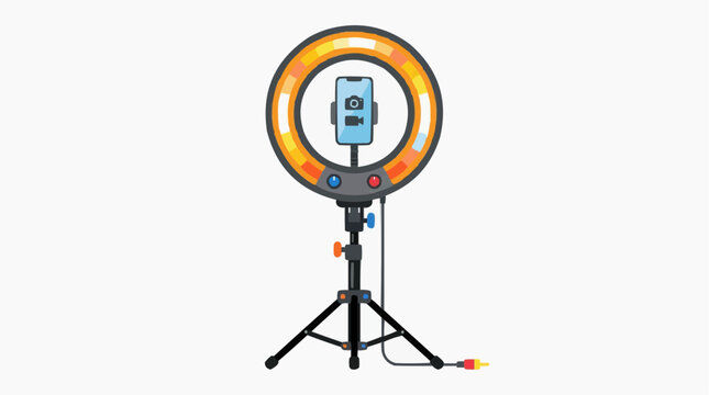 A modern ring light illuminates a smartphone in a studio setting, perfect for content creation and photography. 