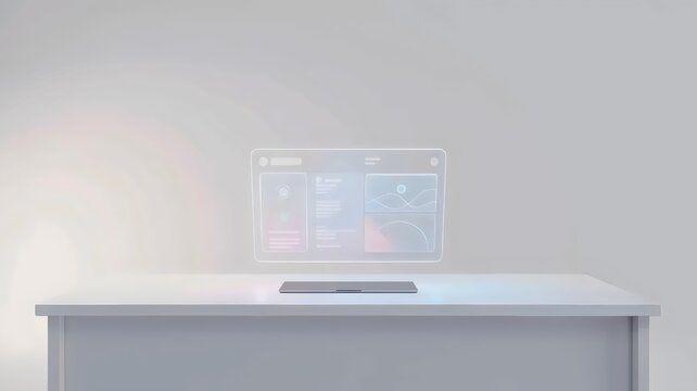 Minimalist AR workspace concept &ndash; Suitable for remote work technology, user interface design, or smart home tech.