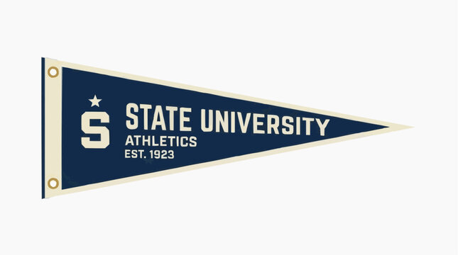 A classic pennant banner of state university in triangle shape, the emblem is a great design for university athletics teams and colleges.