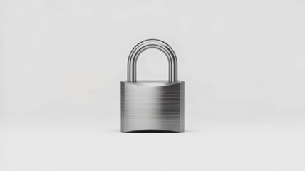 Fototapeta premium Secure metal padlock on white – Ideal for financial security branding, home safety products, or cloud storage icons.