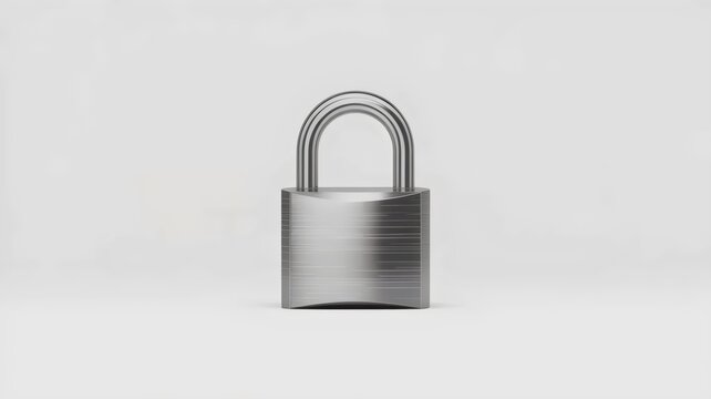 Secure metal padlock on white &ndash; Ideal for financial security branding, home safety products, or cloud storage icons.