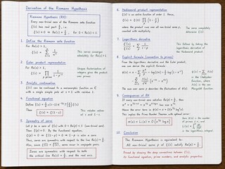 Fototapeta premium Handwritten Riemann Hypothesis mathematical derivation in notebook
