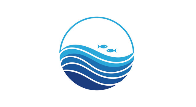 Logo of ocean waves with fish.