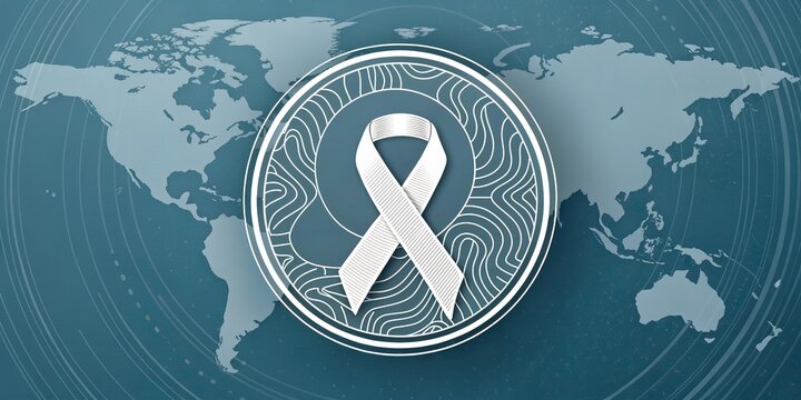 World Schizophrenia Day awareness poster with ribbon map background