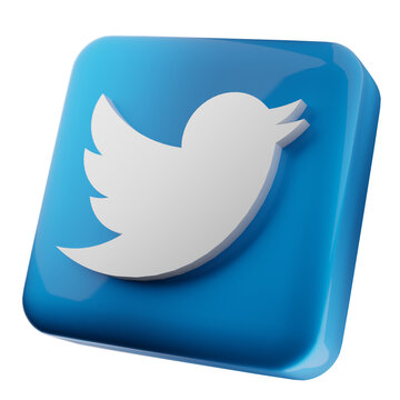 Bird in Blue: A vibrant 3D rendering of a bird logo, iconic symbol of social connection and global communication