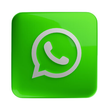 Green Communication Icon: A vibrant, glossy green square icon, depicting a telephone receiver within a speech bubble, symbolizing instant communication.