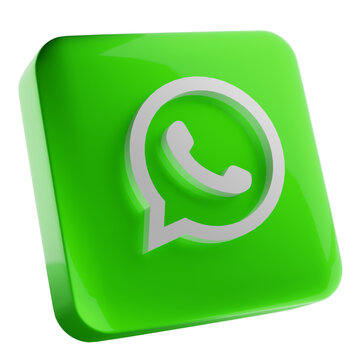 WhatsApp Icon: A vibrant, three-dimensional rendition of the WhatsApp logo, a globally recognized symbol of instant messaging, communication, and connectivity, set against a clean backdrop.