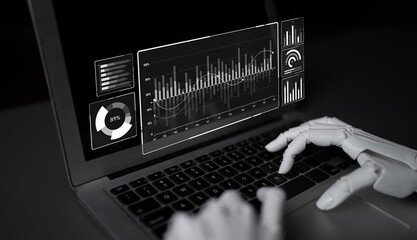 AI artificial intelligence drives data analytics with predictive models, smart dashboards, and...